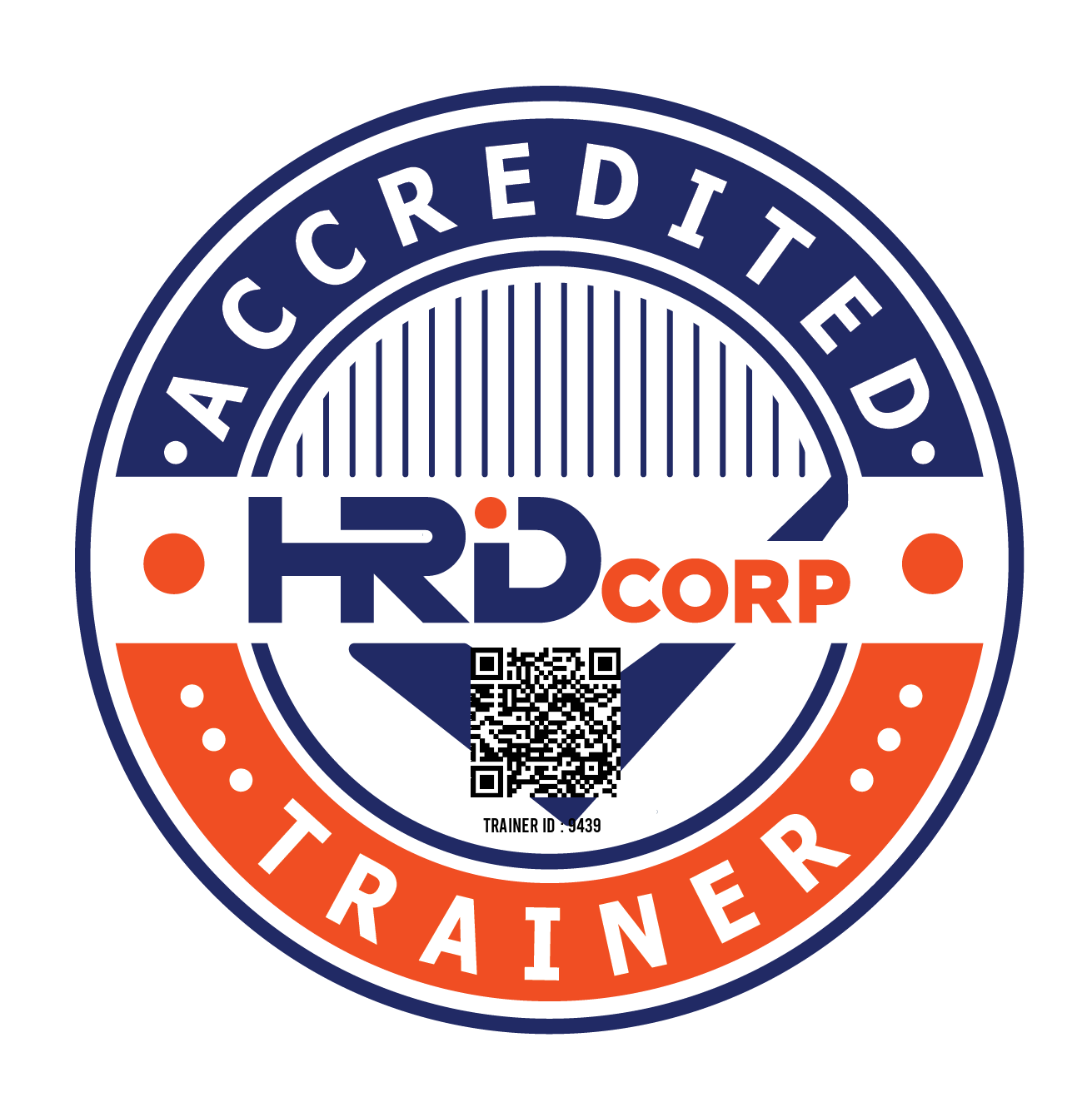 HRD Corp Accredited Trainer badge, trainer ID 9439